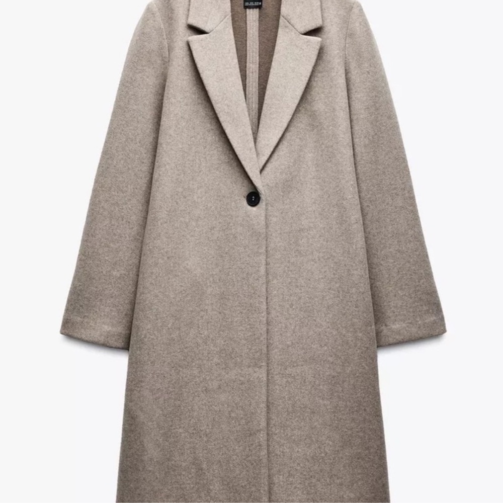 Zara Beige Marl Buttoned Soft Coat NWT Large